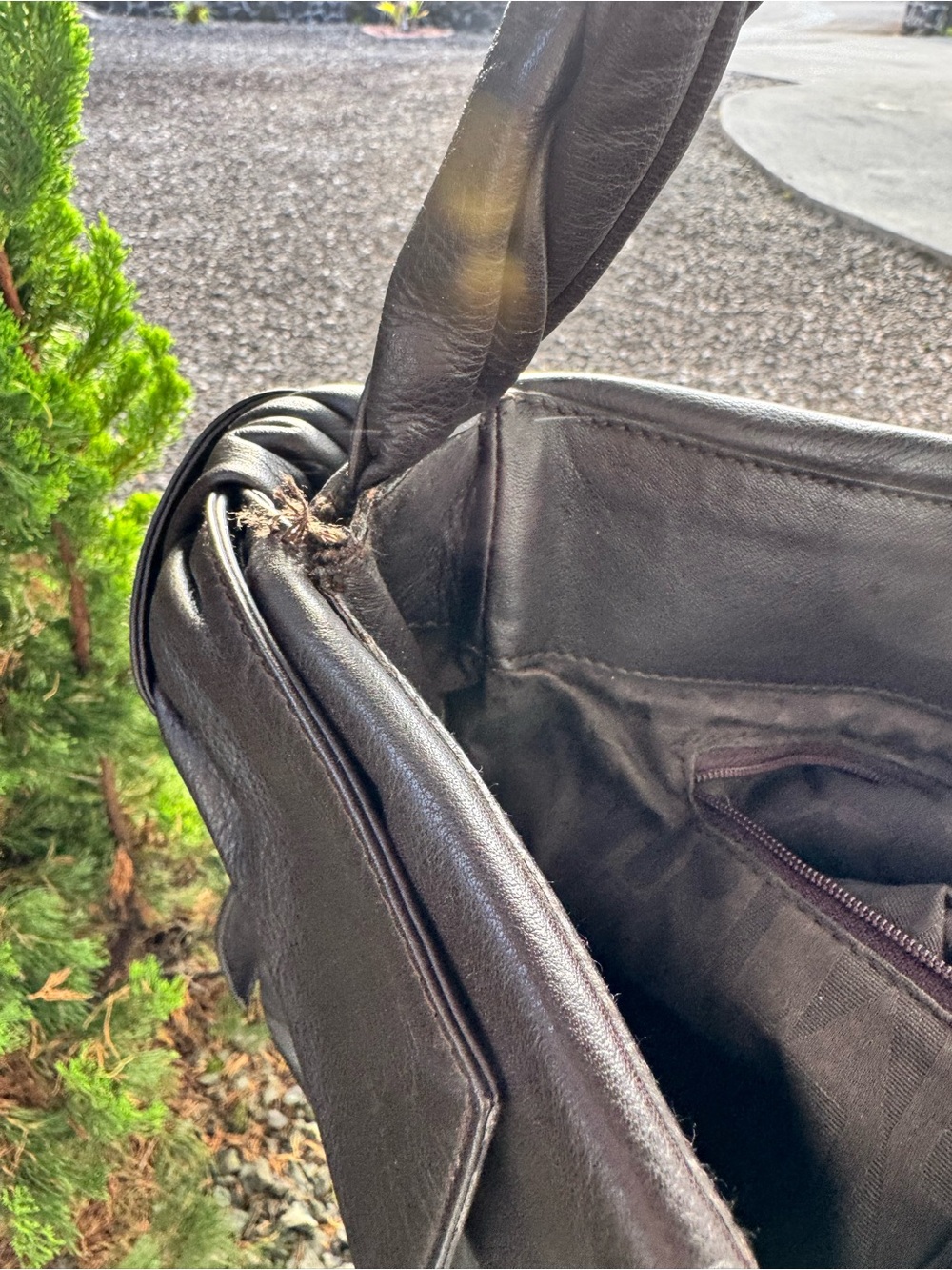 Furla Dark Brown Genuine Leather Twisted Handle Shoulder Bag Italy - Picture 10 of 10
